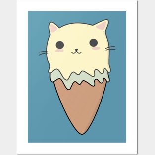 Cute Ice Cream Cat T-Shirt Posters and Art